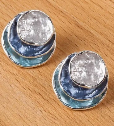 Blue Tones Layered Earrings