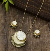 Tones Three Layers of Green Neckalace & Earring Set