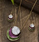 Tones Blue, Purple Green Neckalace & Earring Set