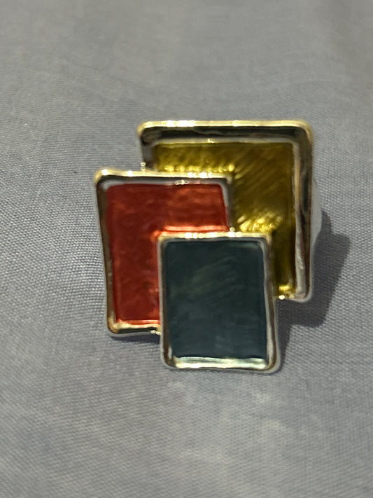 Geometric Expandable Ring Rose Red Tones