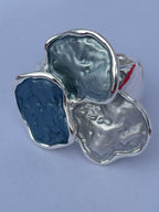 Flower Design Blue Tones Expandable Ring