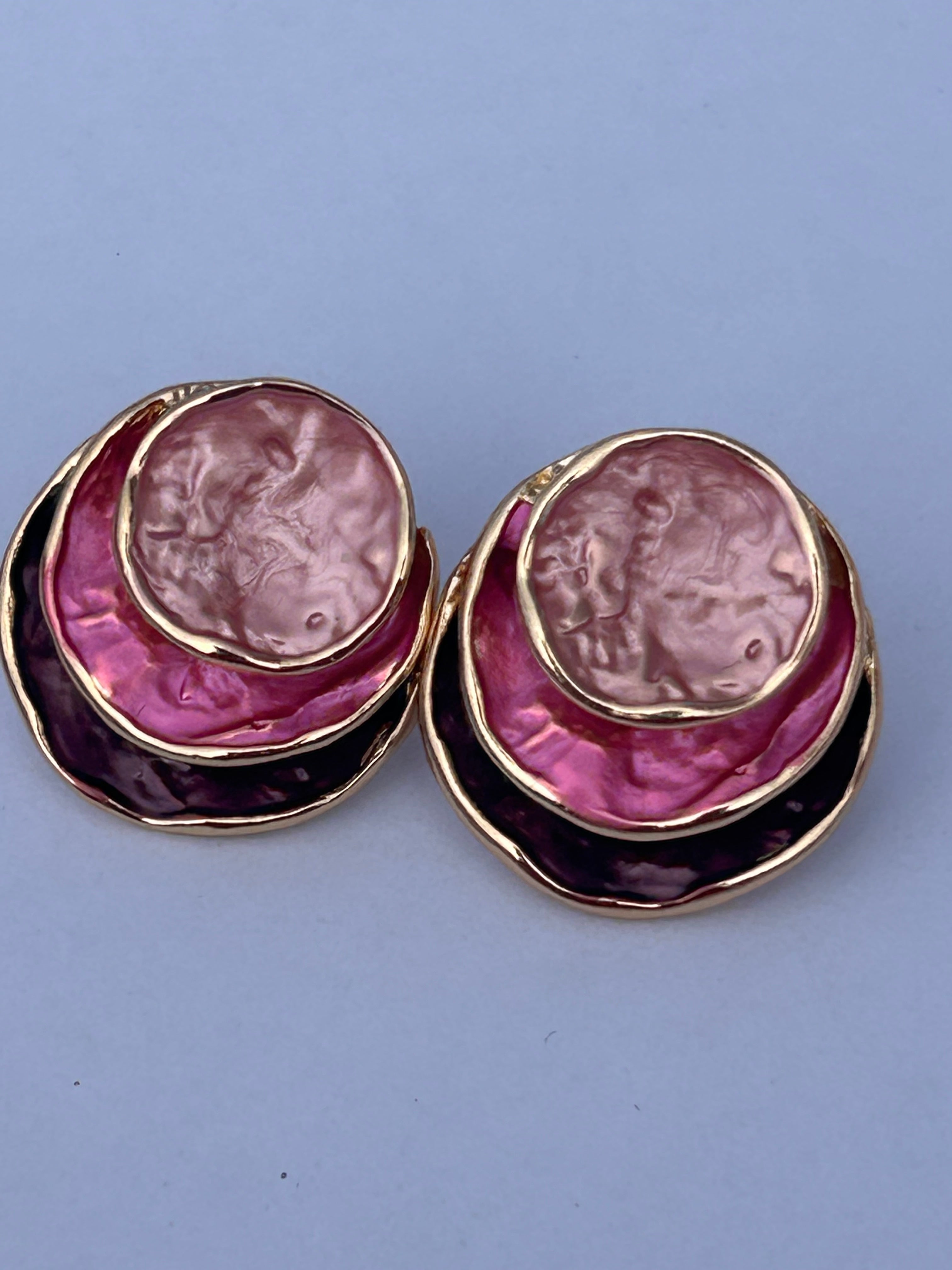 Deep Red Rose Tones Layered Earrings