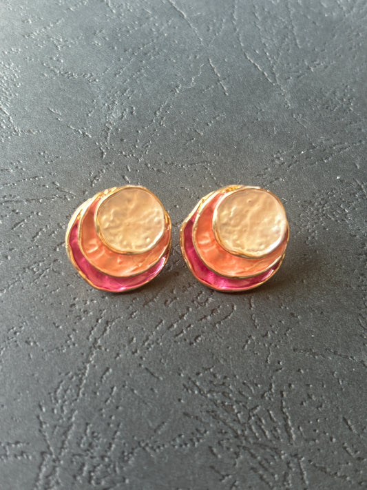 Hot Pink Tones Layered Earrings