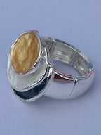 Chic Cuff Expandable Ring Gold, White & Blue Tones