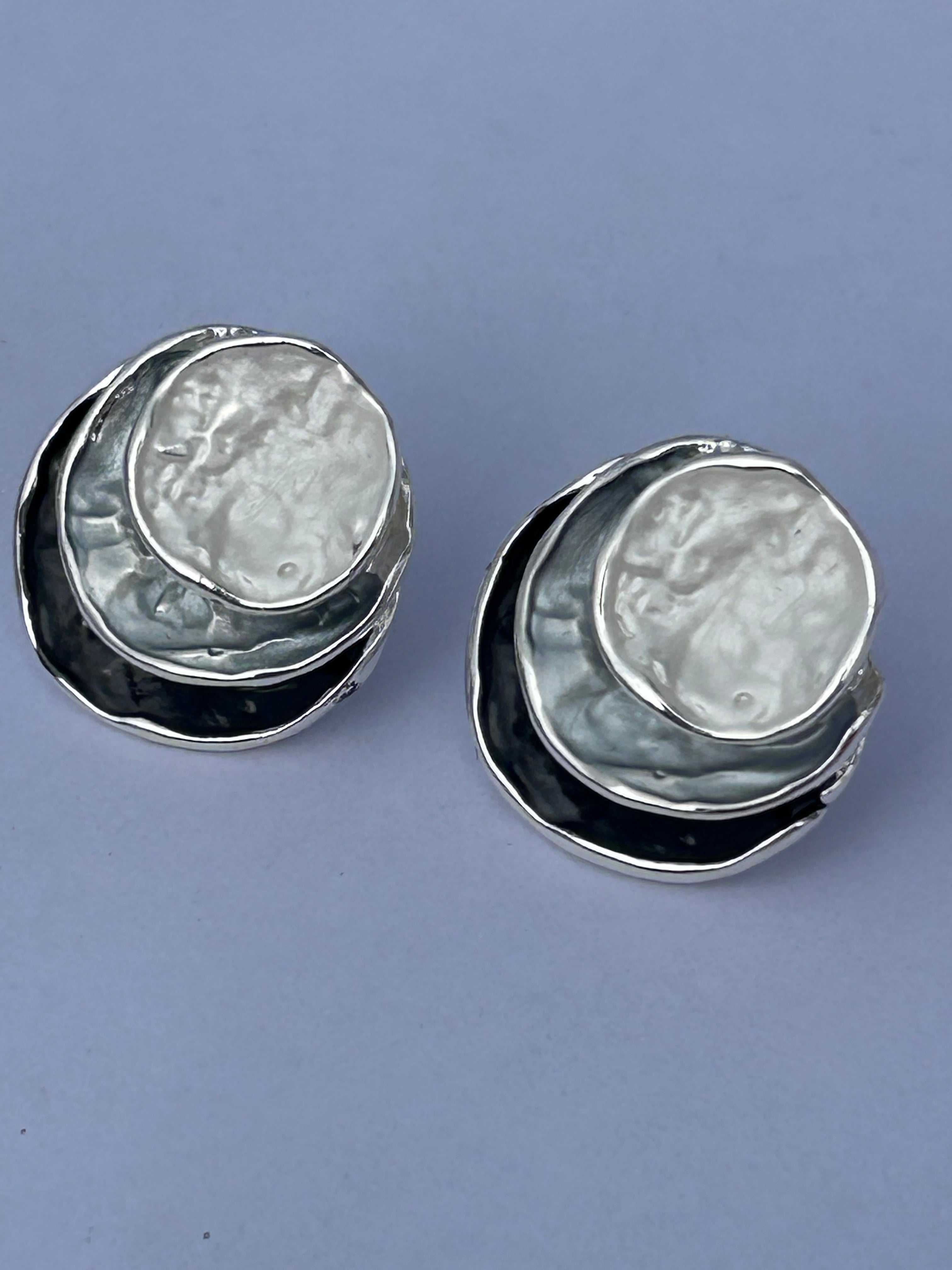 Grey Tones Layered Earrings