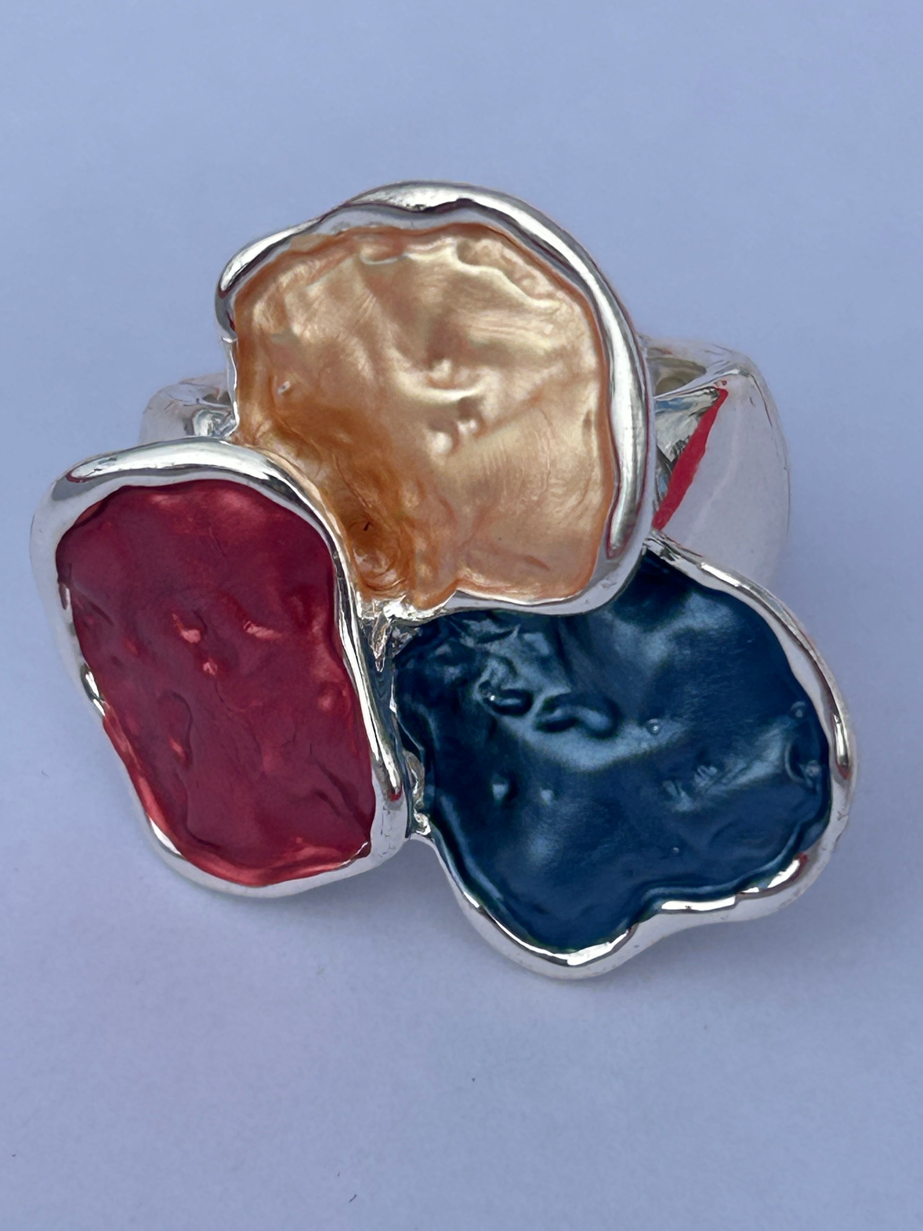 Flower Design Coffee Tones Expandable Ring