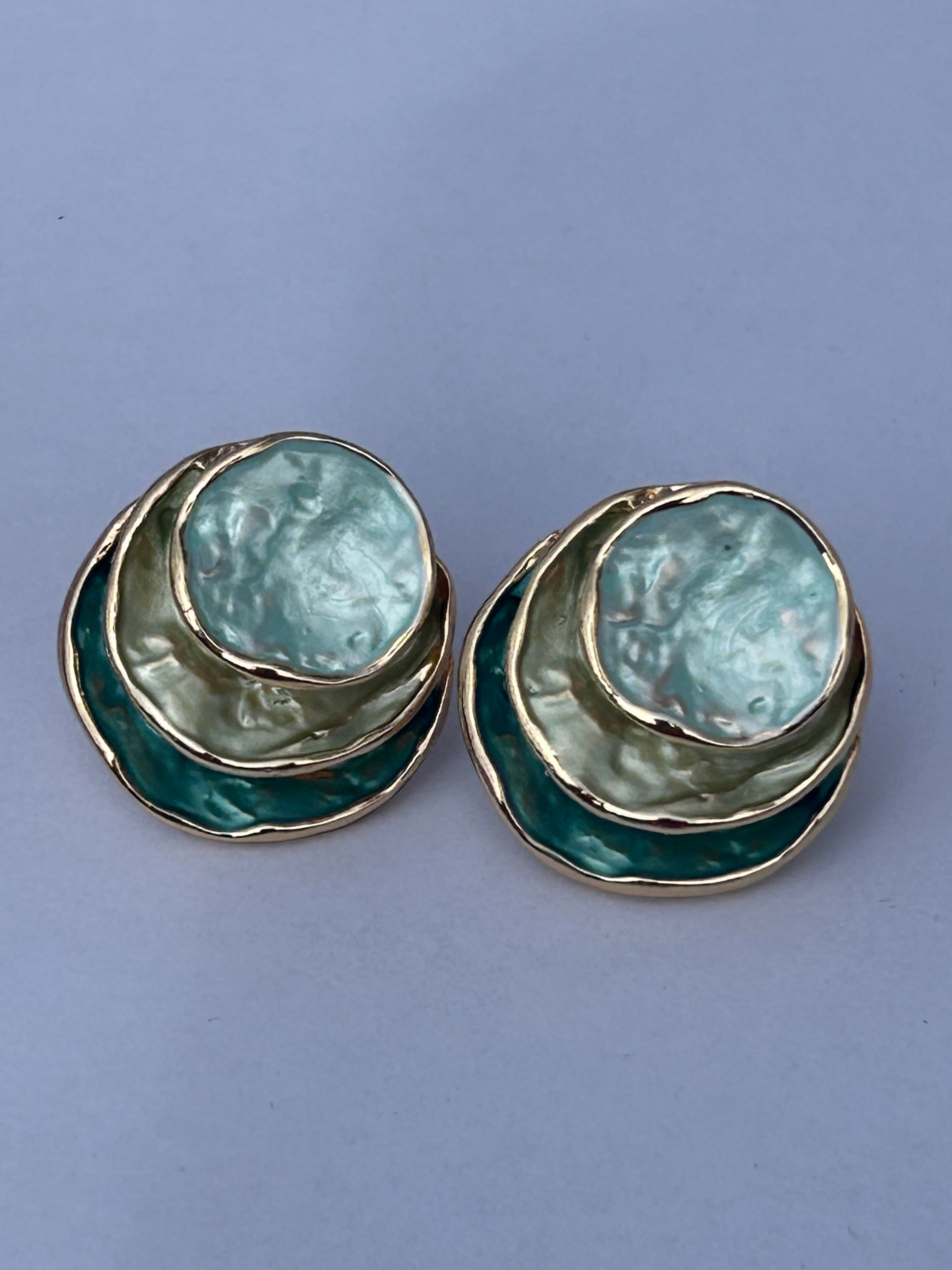 Lake Blue Tones Layered Earrings