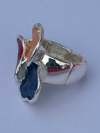 Flower Design Coffee Tones Expandable Ring