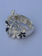 Floral Vintage Expandable Ring Grey