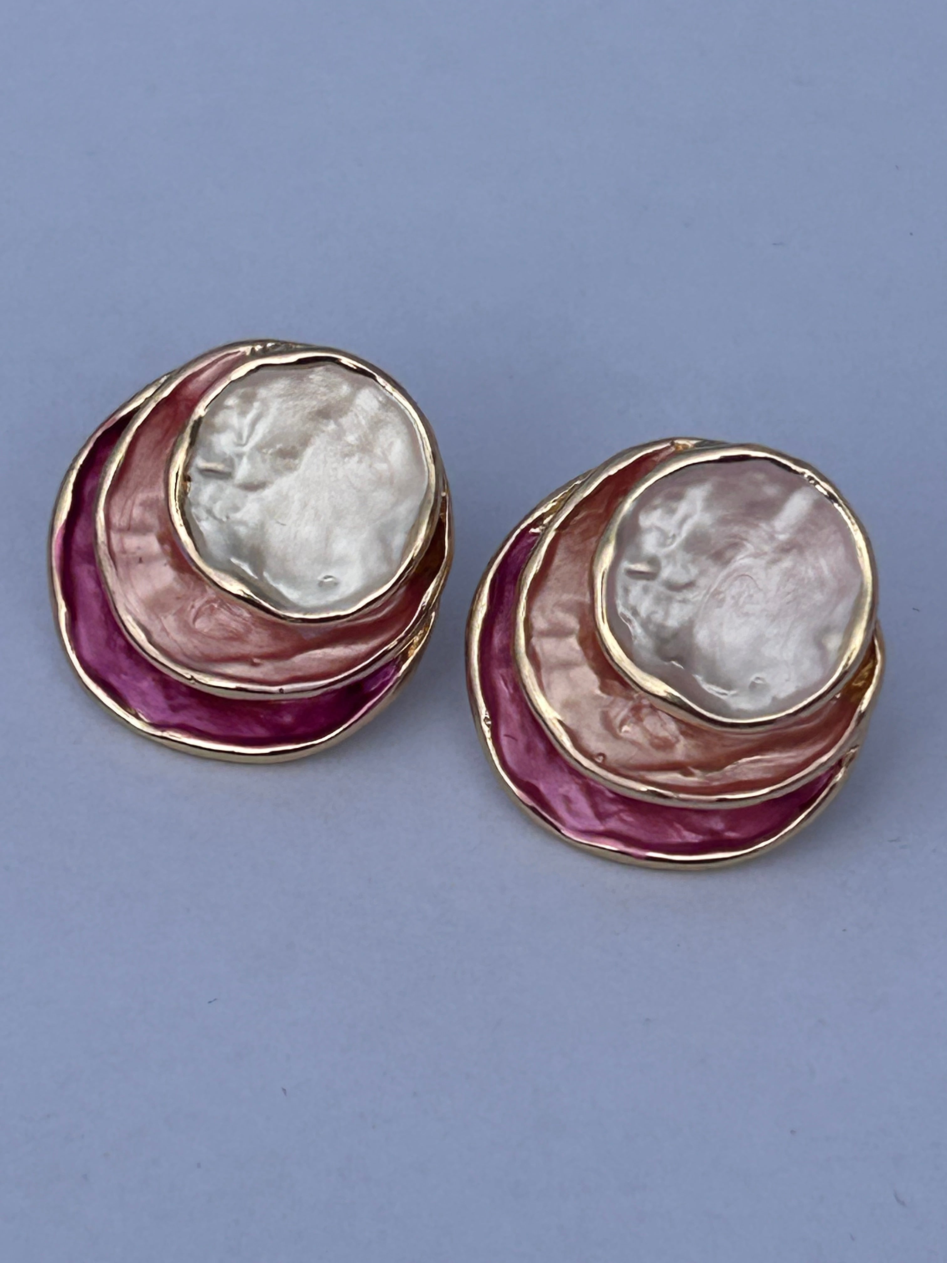 Hot Pink Tones Layered Earrings