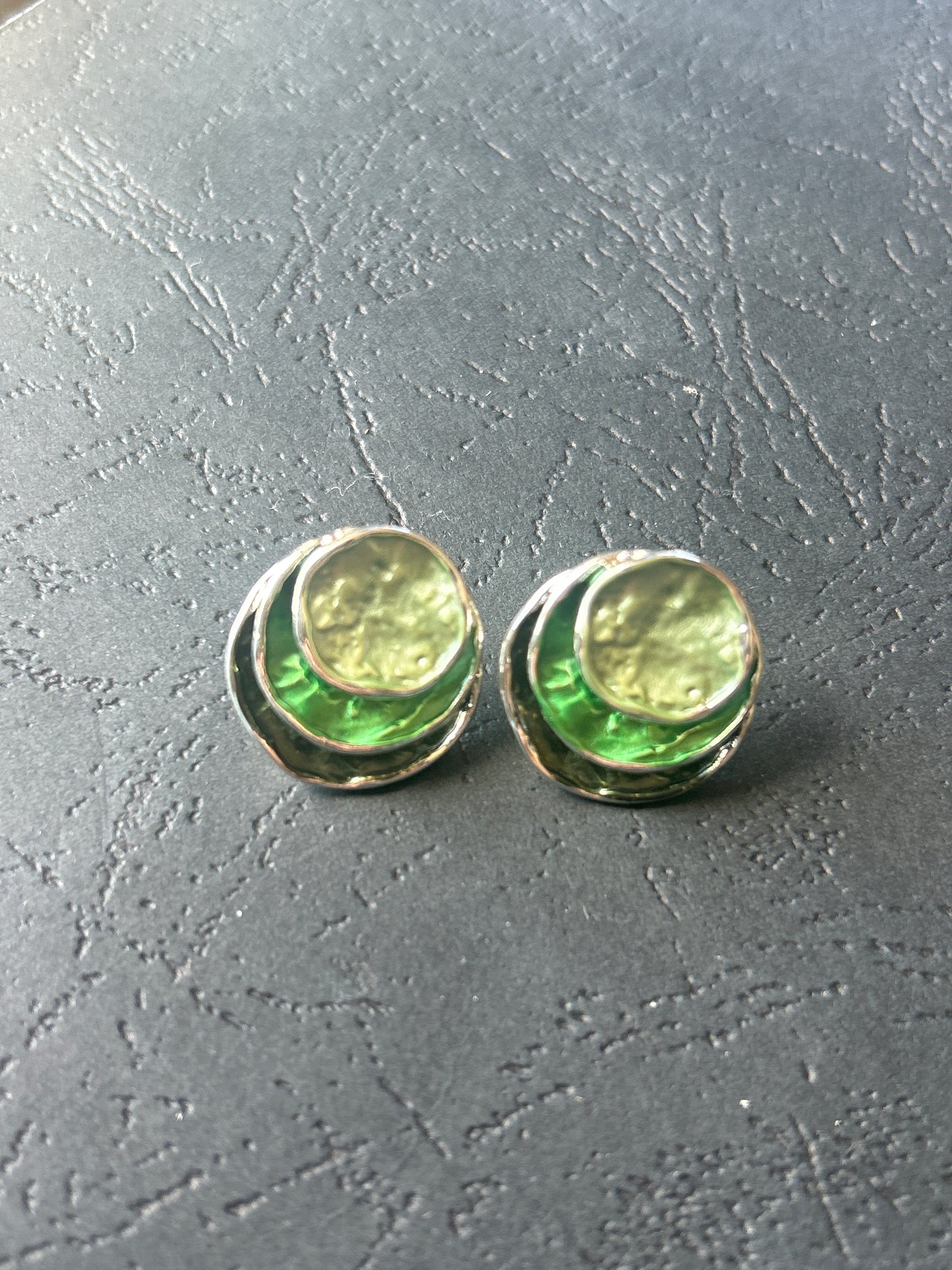 Green Tones Layered Earrings
