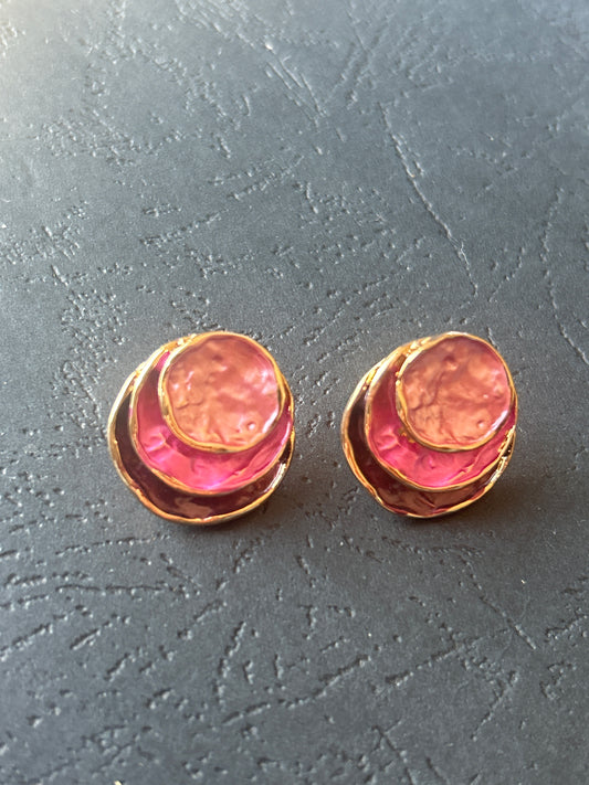 Deep Red Rose Tones Layered Earrings