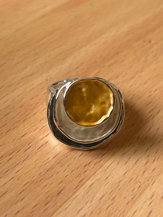 Chic Cuff Expandable Ring Gold, White & Blue Tones