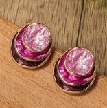 Deep Red Rose Tones Layered Earrings