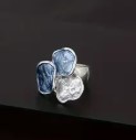 Flower Design Blue Tones Expandable Ring